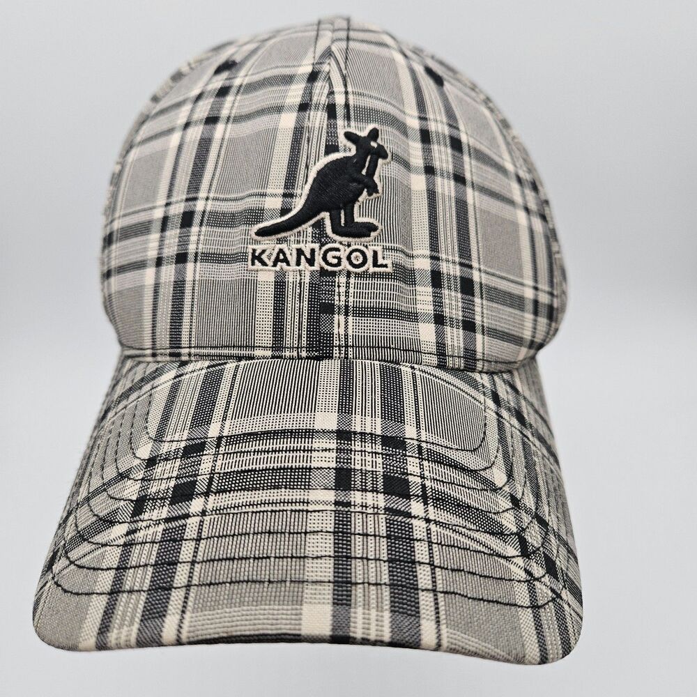 Kangol Hat Cap Fitted L/XL Gray Black Y2K Vintage Plaid FLEXFIT Flex Fit